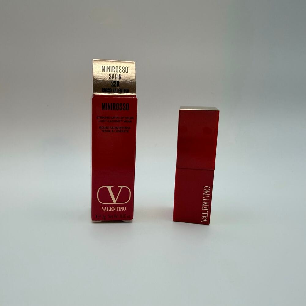 Valentino Minirosso Satin Lipstick 22R Rosso Valentino Mini 2g NIB - Picture 3 of 8